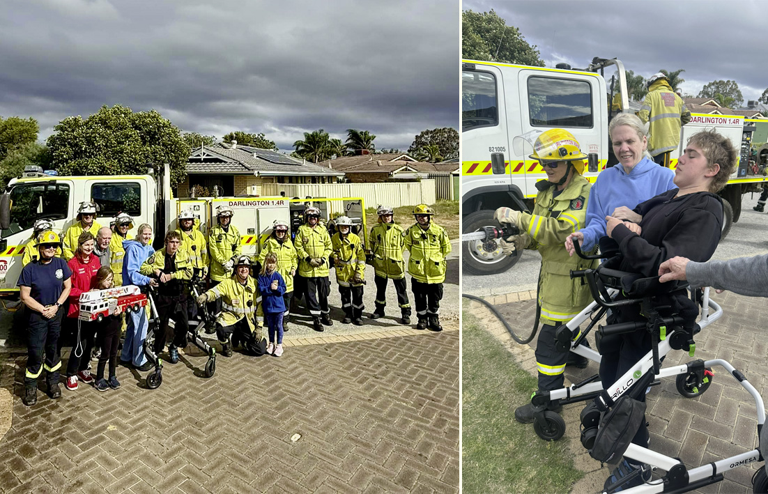 Members of the Darlington Volunteer Bushfire Brigade paid a special visit to the Warren family.